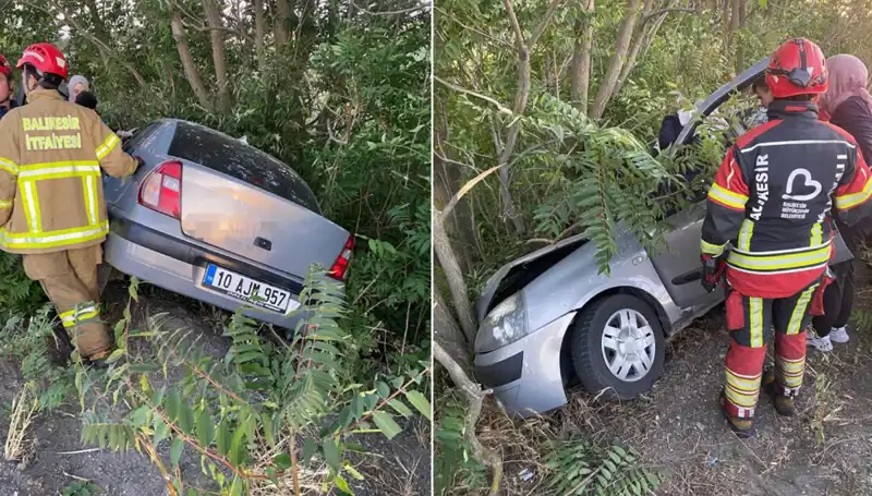 Balıkesir'de Otomobil Şarampole Yuvarlandı: Kazada İki Kişi Yaralandı