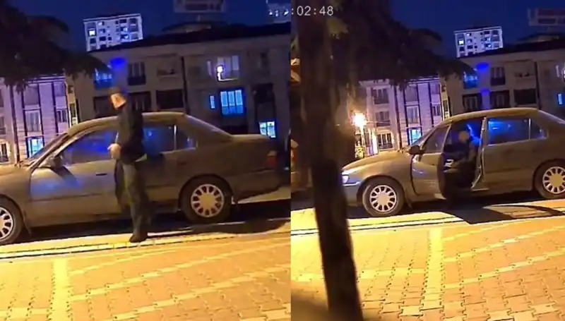 Park Halindeki Otomobili Saniyeler İçinde Çaldı: Güvenlik Kamerası Bu Anı Kaydetti