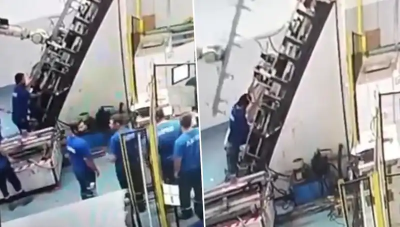 Fabrikada Dehşet Anları: Makine Sırtına Saplandı!